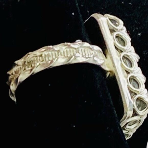 Natural Blue Labradorite Sterling Silver Statement Ring - Custom Jewerly NEW - Picture 3 of 4